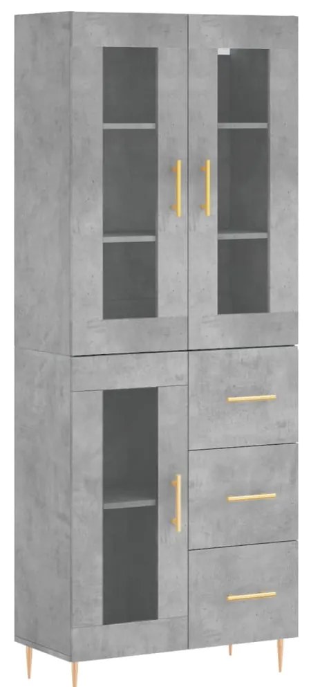 vidaXL Ντουλάπι Γκρι Σκυροδέματος 69,5x34x180 εκ. Επεξεργασμένο Ξύλο