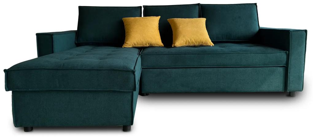 Γωνιακός καναπές-κρεβάτι Lorenzo με αποθηκευτικό χώρο, σκούρο πράσινο 235x90x165cm Αριστερή γωνία - VAS4589