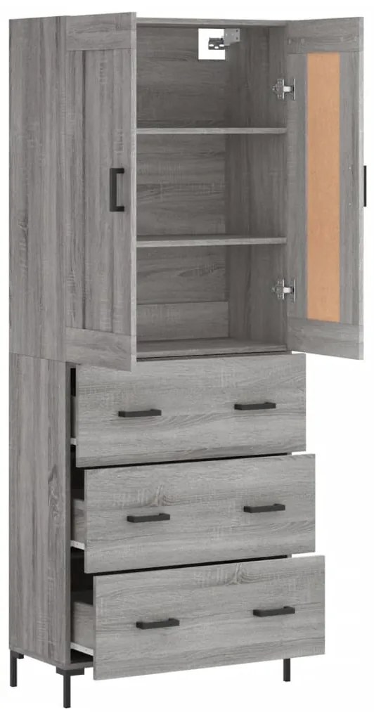 vidaXL Ντουλάπι Γκρι Sonoma 69,5 x 34 x 180 εκ. Επεξεργασμένο Ξύλο