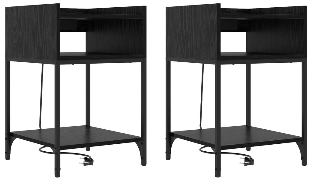 vidaXL Κουτιά Κρεβατοκάμαρας με ράφι 2 pcs Μαύρη δρυς 40 x 40 x 61 εκ