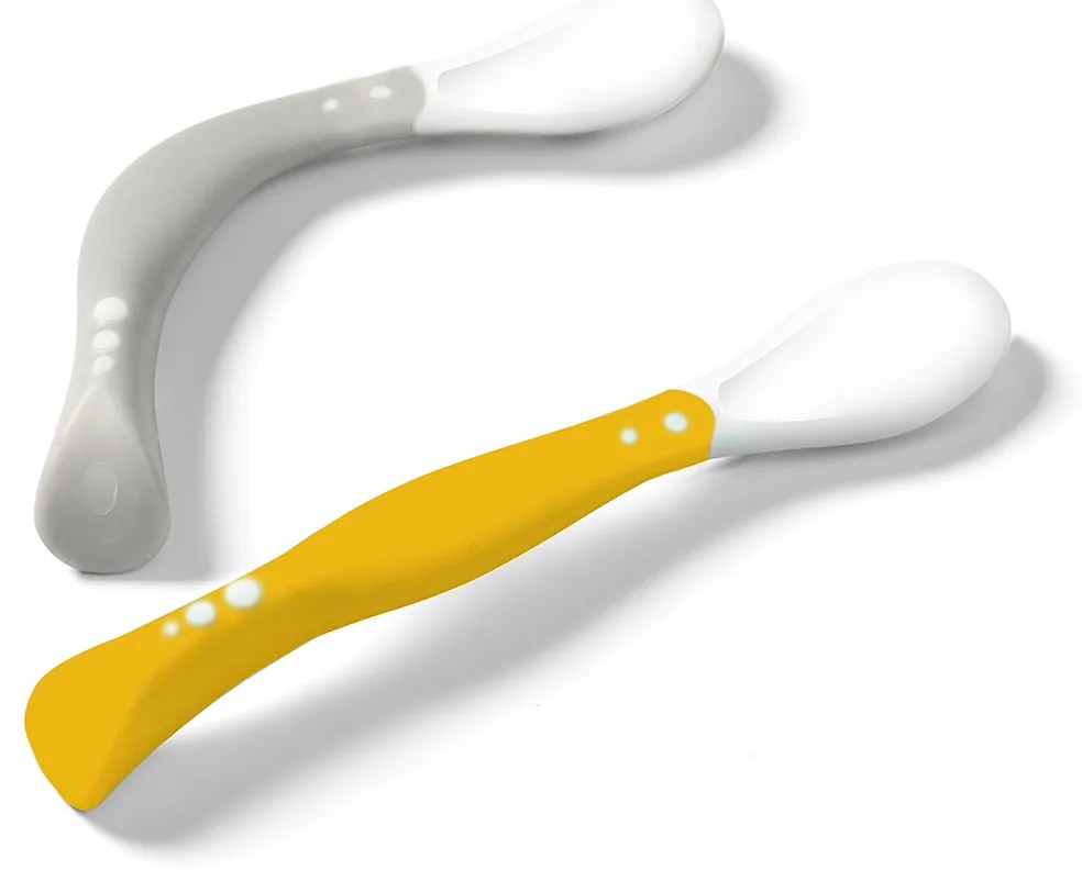 Κουτάλια Φαγητού (Σετ 2τμχ) BabyOno Grey-Yellow BN1066/05