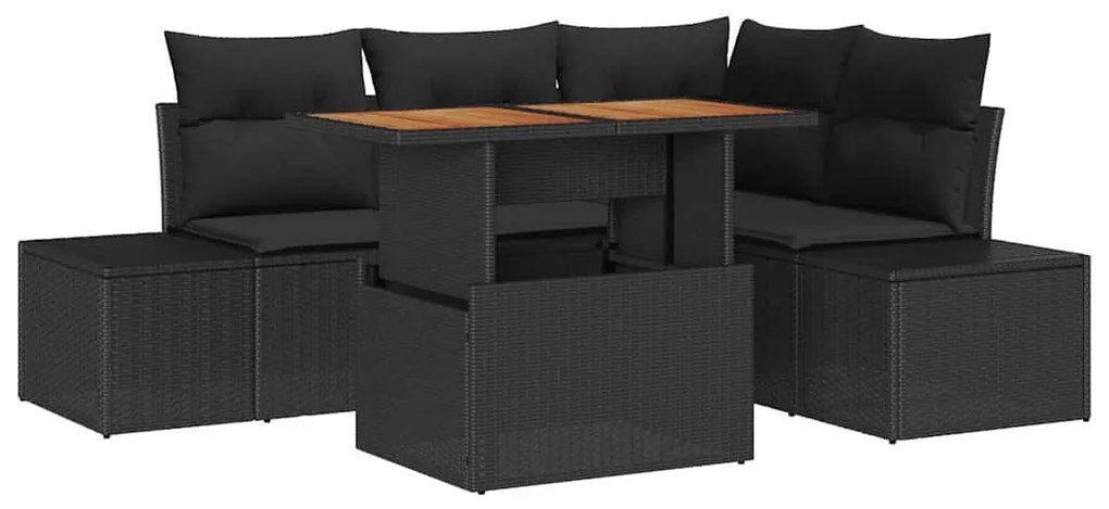 vidaXL Σετ Καναπέ Κήπου με μαξιλάρι 5 pcs Μαύρο, Καφέ 100 x 55 x 73 εκ
