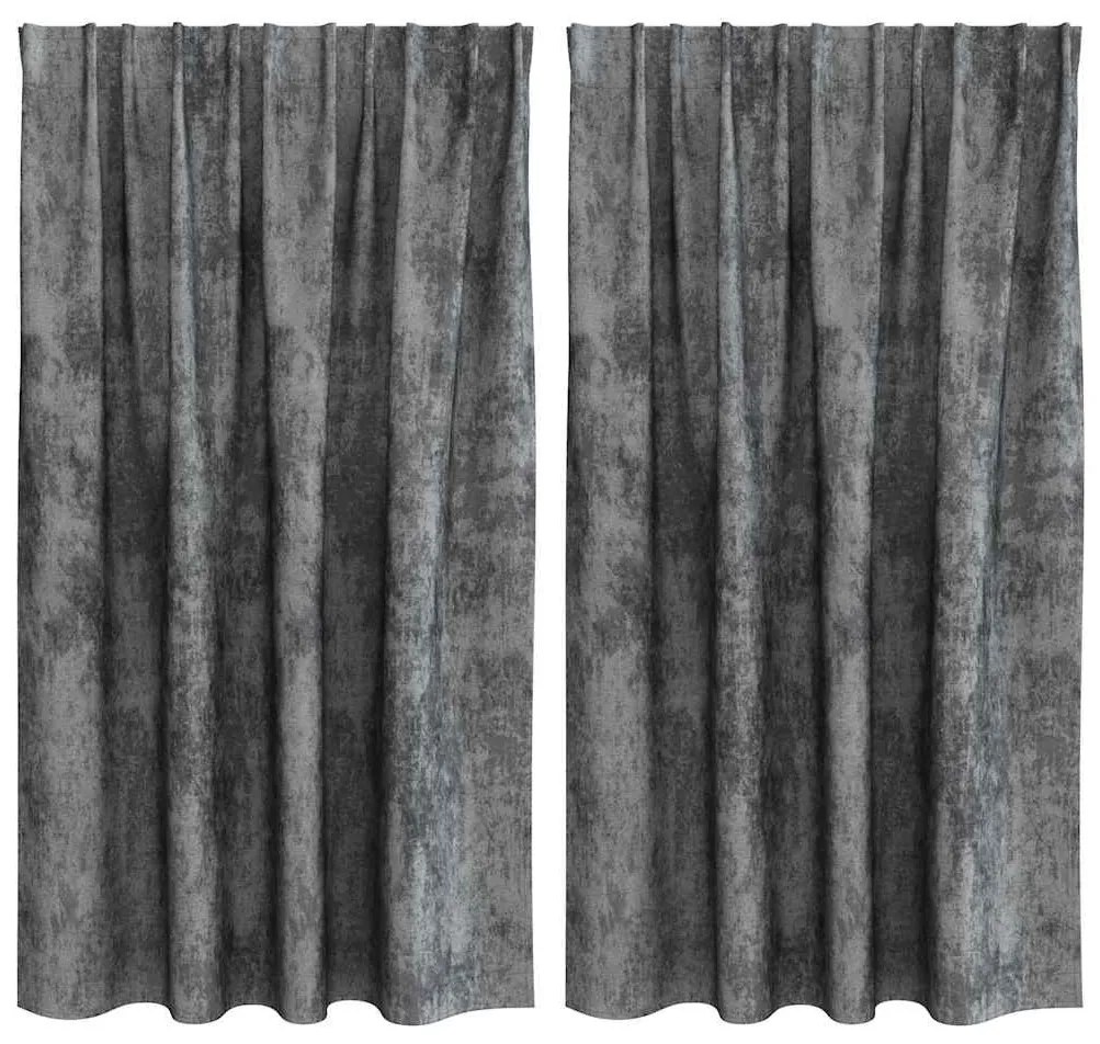 vidaXL Κουρτίνα με κουρτίνες 2 pcs Γκρι 140 x 140 cm Βελούδο