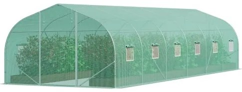 VEVOR Walk-in Tunnel Greenhouse 29.53x9.84x6.6ft Galvanized Frame PE Cover Green