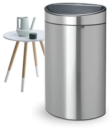 Brabantia Touch Bin New 650532, 40 l, αθόρυβο και ομαλό κλείσιμο, επίπεδη πλάτη, Inox/matt
