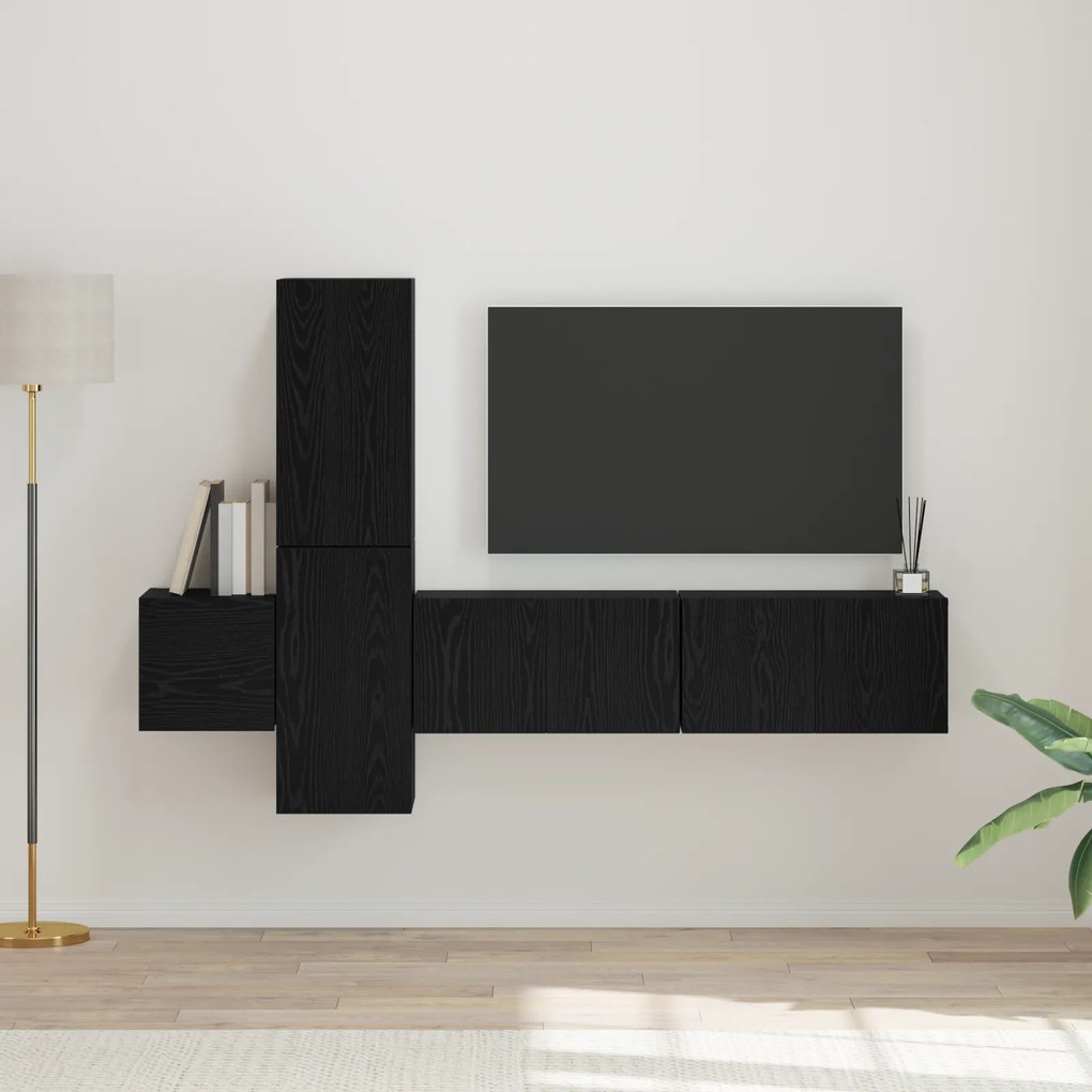 vidaXL Σετ επίπλου τηλεόρασης 5 pcs Μαύρη δρυς 181 x 30 x 120 εκ