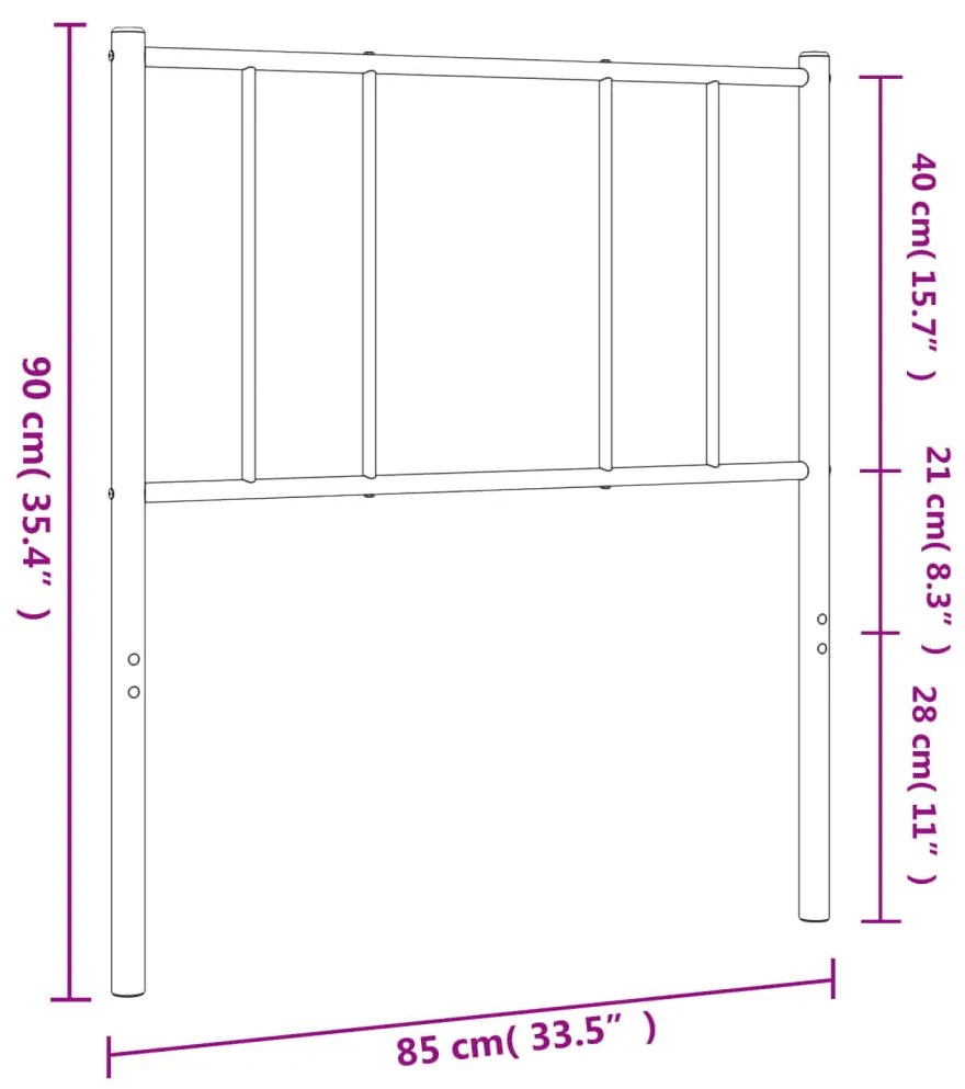 vidaXL Κεφαλάρι Μαύρο 80 εκ. Μεταλλικό