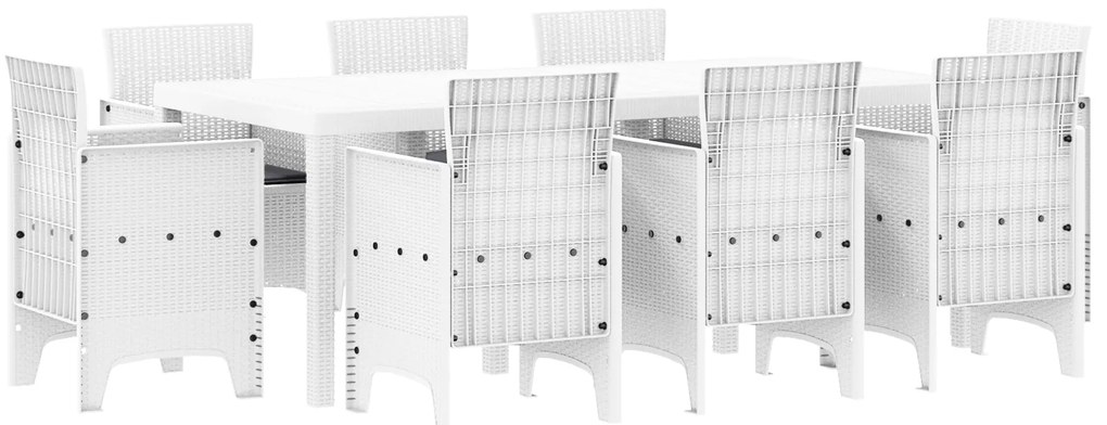 vidaXL Σετ Τραπεζαρίας Κήπου 9 pcs Λευκό Ρατάν