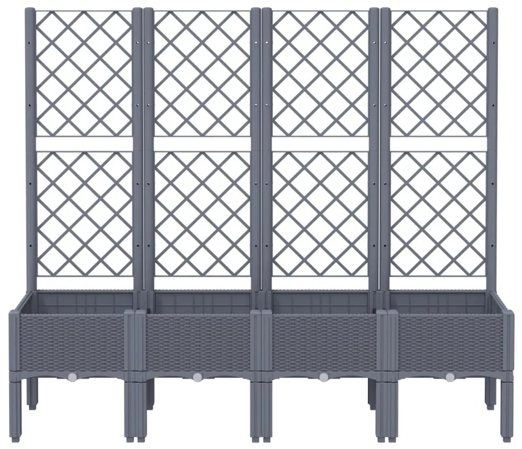 Ζαρντινιέρα Κήπου με Καφασωτό Μπλε Γκρι 160x40x142 εκ. από PP 367931