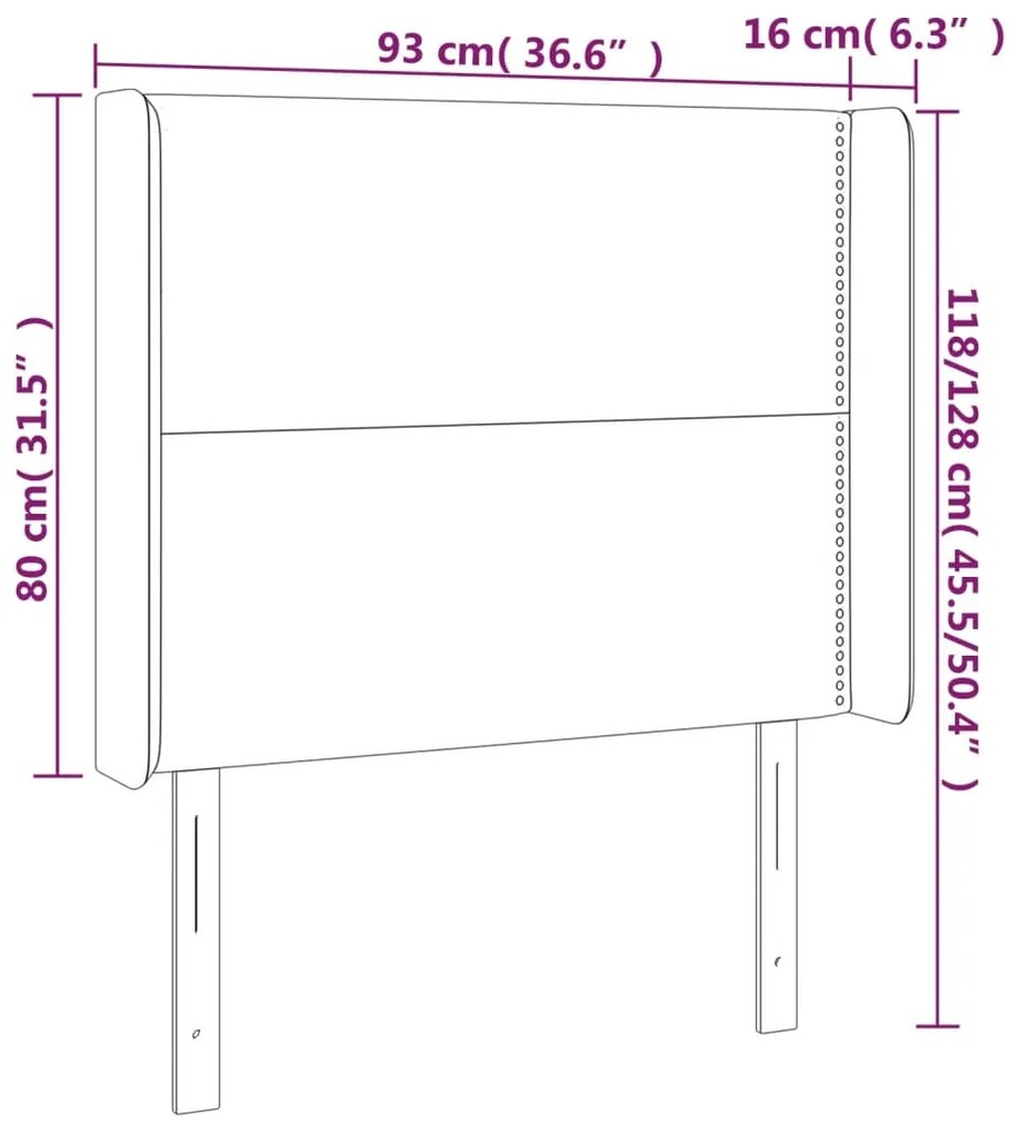 vidaXL Κεφαλάρι Κρεβατιού LED Ανοιχτό Γκρι 93x16x118/128εκ. Βελούδινο