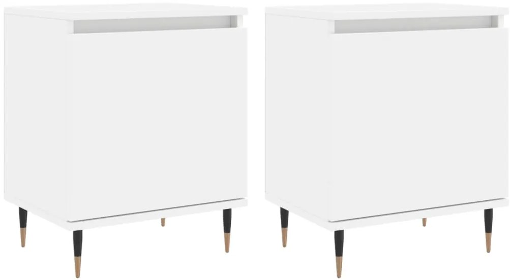 vidaXL Κομοδίνα 2 τεμ. Λευκά 40 x 30 x 50 εκ. από Επεξεργασμένο Ξύλο