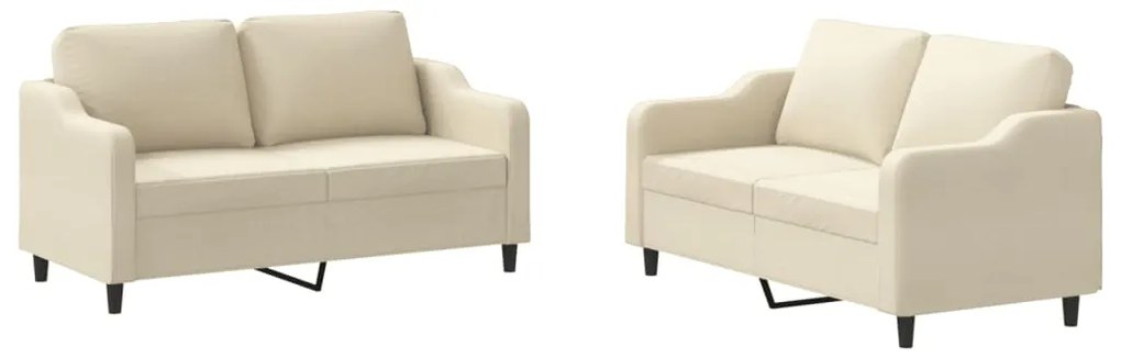 vidaXL Πολυθρόνες Σετ 2 Τεμαχίων Κρεμ από Ύφασμα με Μαξιλάρια