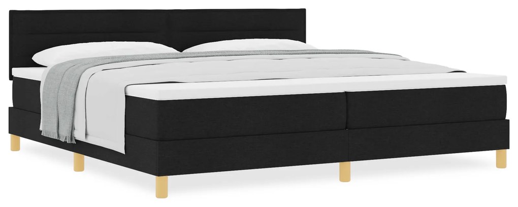 vidaXL Κρεβάτι Box Spring με Στρώμα Μαύρο 200x200 cm Ύφασμα