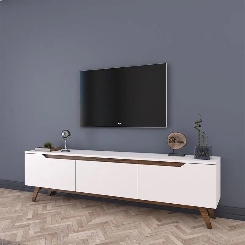 Έπιπλο τηλεόρασης Kasandra λευκό-καρυδί 180x35x48,5εκ 180x35x48.5 εκ.