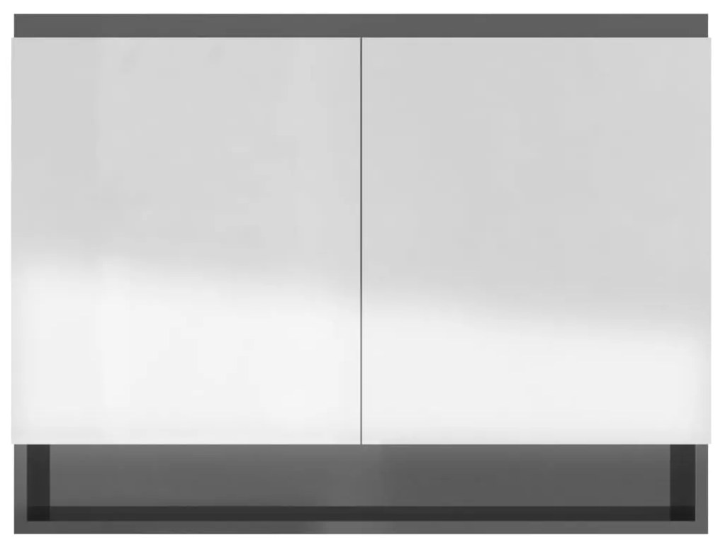 vidaXL Ντουλάπι Μπάνιου με Καθρέφτη 80x15x60 εκ. Λαμπερό Γκρι από MDF
