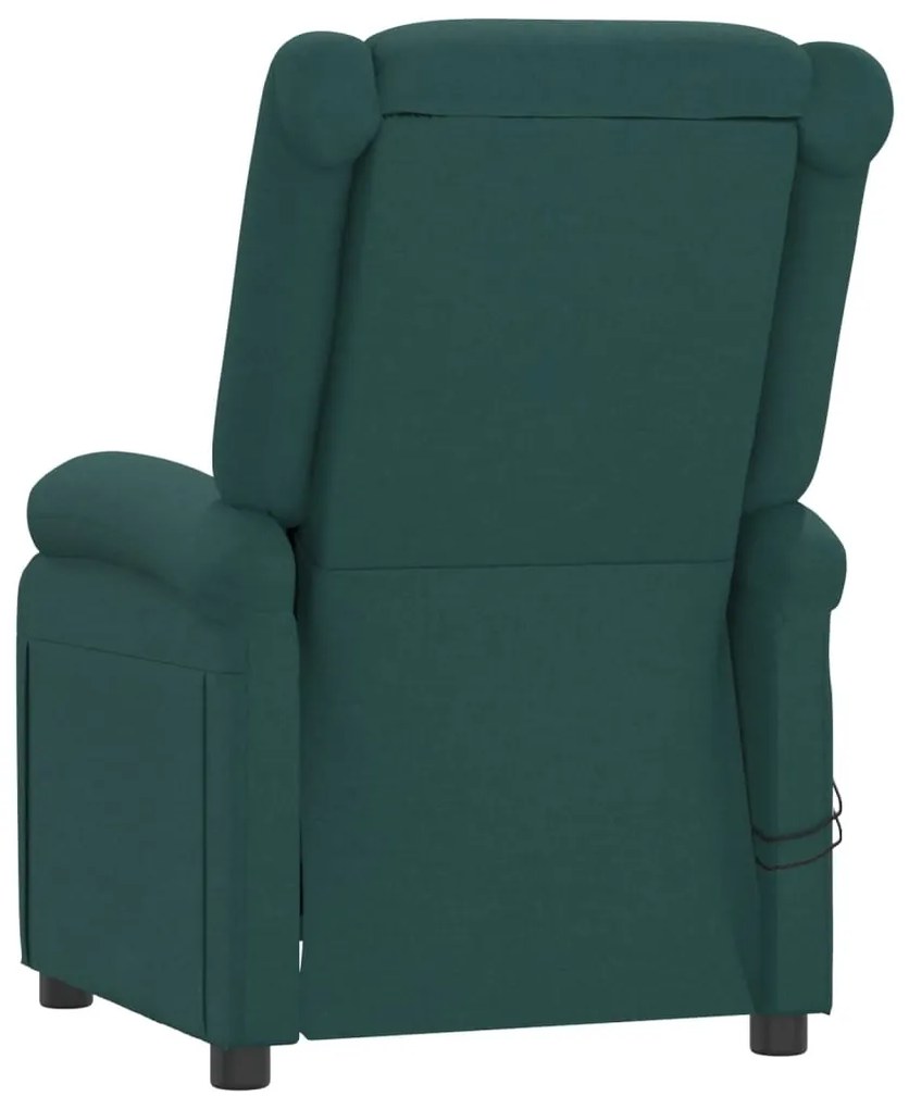 vidaXL Πολυθρόνα Μασάζ Ηλεκτρική Σκούρο Πράσινο Υφασμάτινη