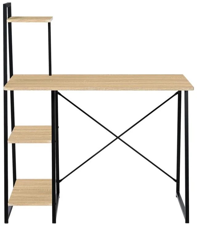 Γραφείο Deckstor με Ραφιέρα Oak &amp; Μαύρο Μεταλλικό Πόδι 102x50x117 εκ. 102x50x117 εκ.