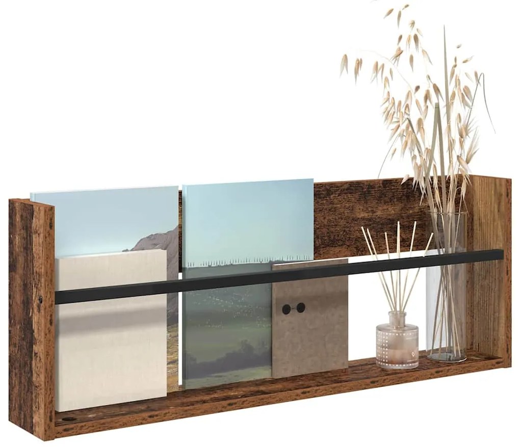 vidaXL Ράφι Περιοδικών Παλιό ξύλο 80 x 12 x 30 εκ Επεξεργασμένο ξύλο