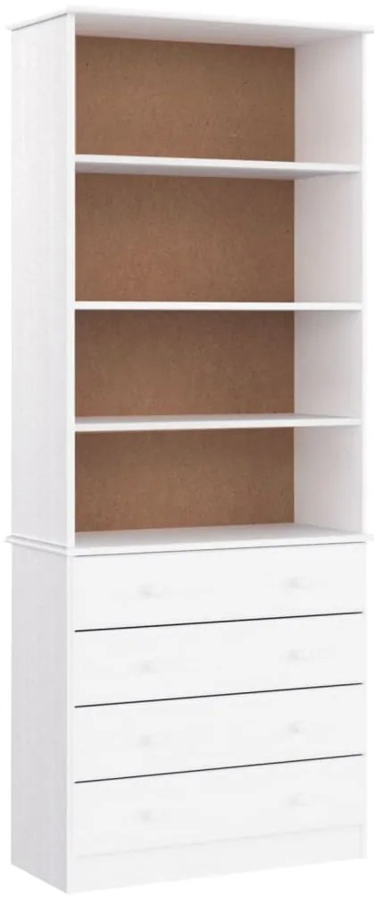 vidaXL Βιβλιοθήκη με Συρτάρια ALTA Λευκή 77x35x186,5 εκ. Μασίφ Πεύκο