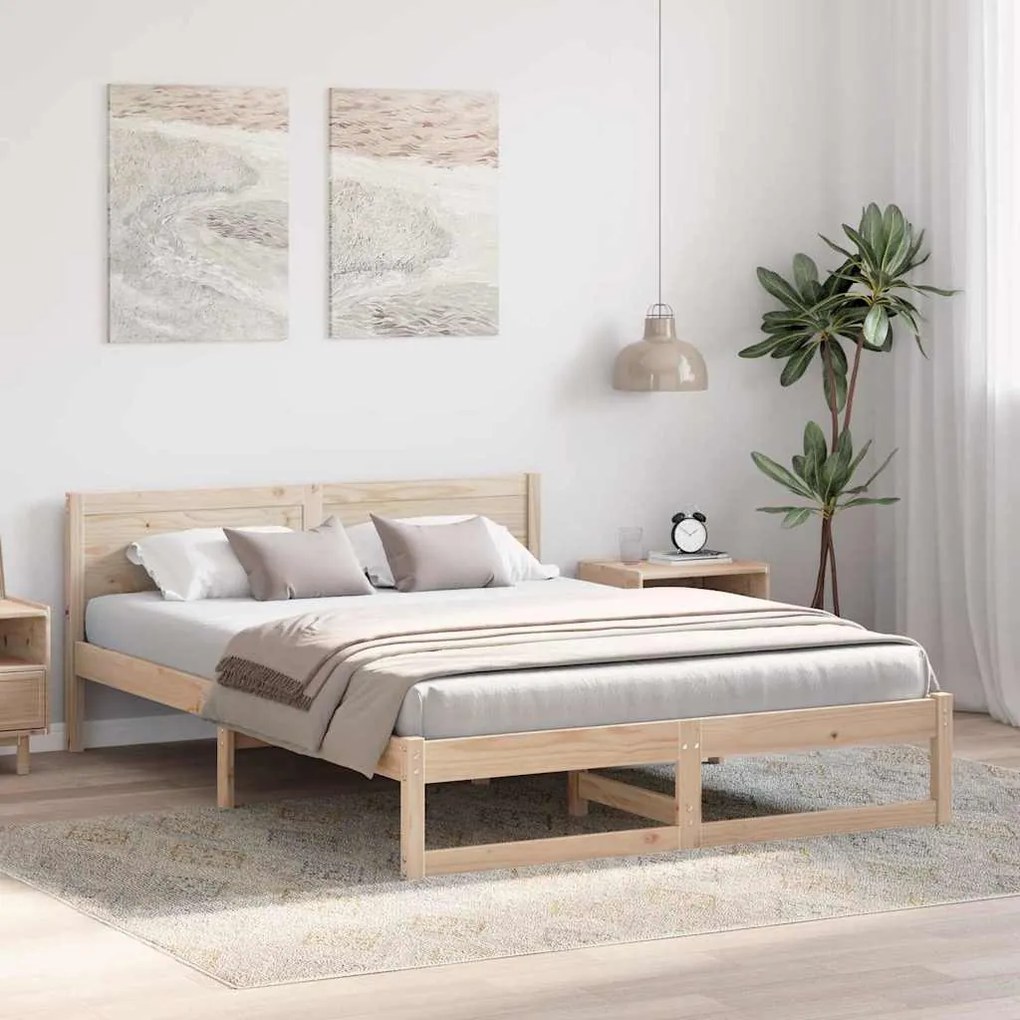 vidaXL Σκελετός Κρεβατιού Καφέ 160 x 200 cm Μασίφ ξύλο πεύκου