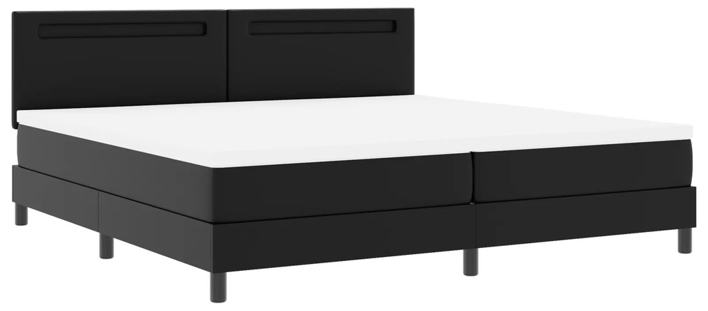 vidaXL Μαύρο Κρεβάτι Box Spring με Στρώμα, 200 x 200 εκ, Ψεύτικο Δέρμα