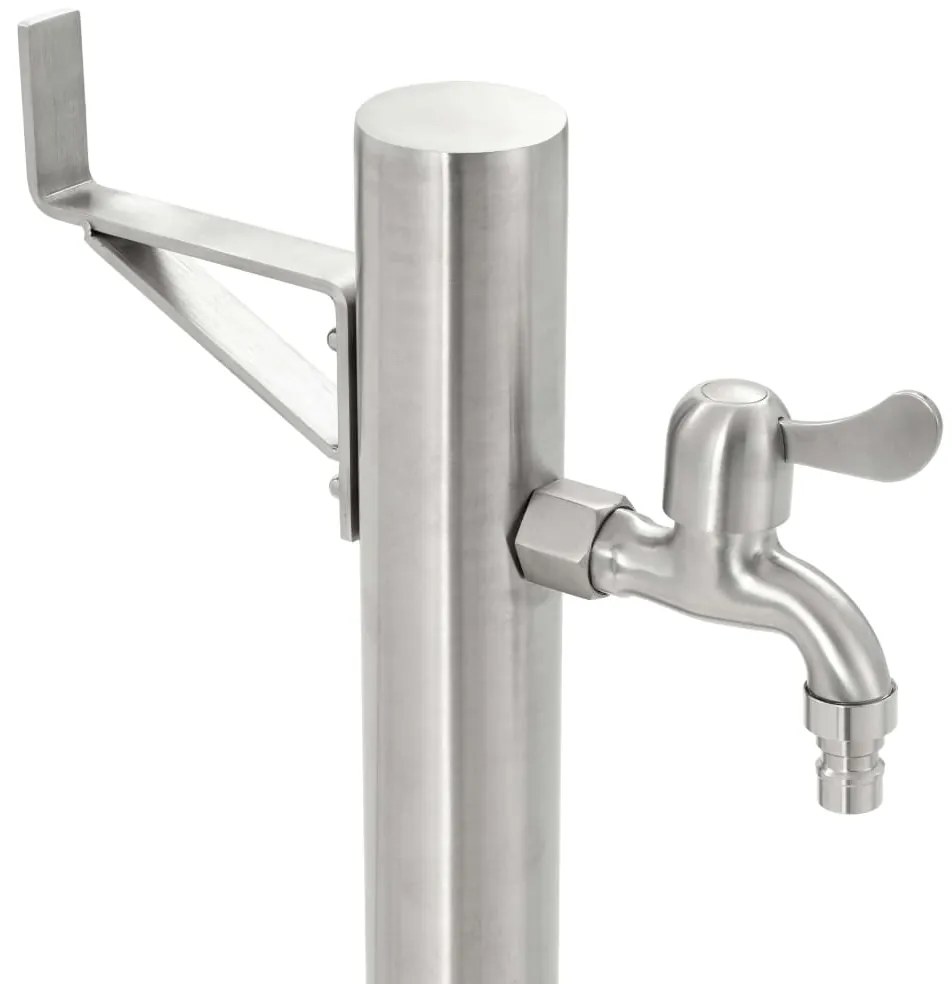 vidaXL Βρύση Δαπέδου Κήπου Στρογγυλή 65 εκ. από Ανοξείδωτο Ατσάλι