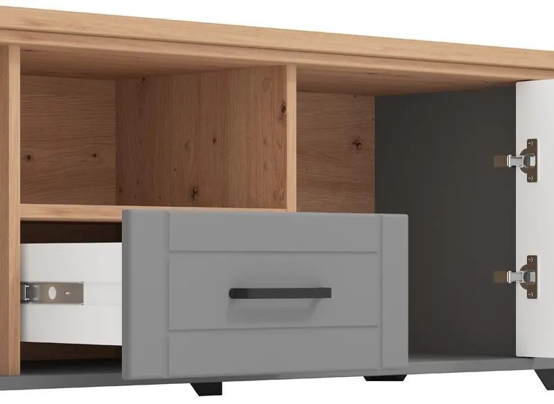 Έπιπλο Τηλεόρασης Valencia TV 150 Γκρί Γραφίτης - Artisan Oak - Γκρί Μάτ 147x41x47,5 εκ. 147x41x47.5 εκ.