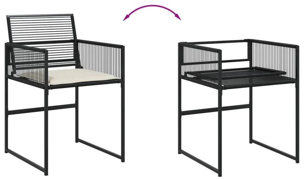 vidaXL Σετ Τραπεζαρίας Κήπου 15 τεμ Μαύρο από Συνθ. Ρατάν με Μαξιλάρια