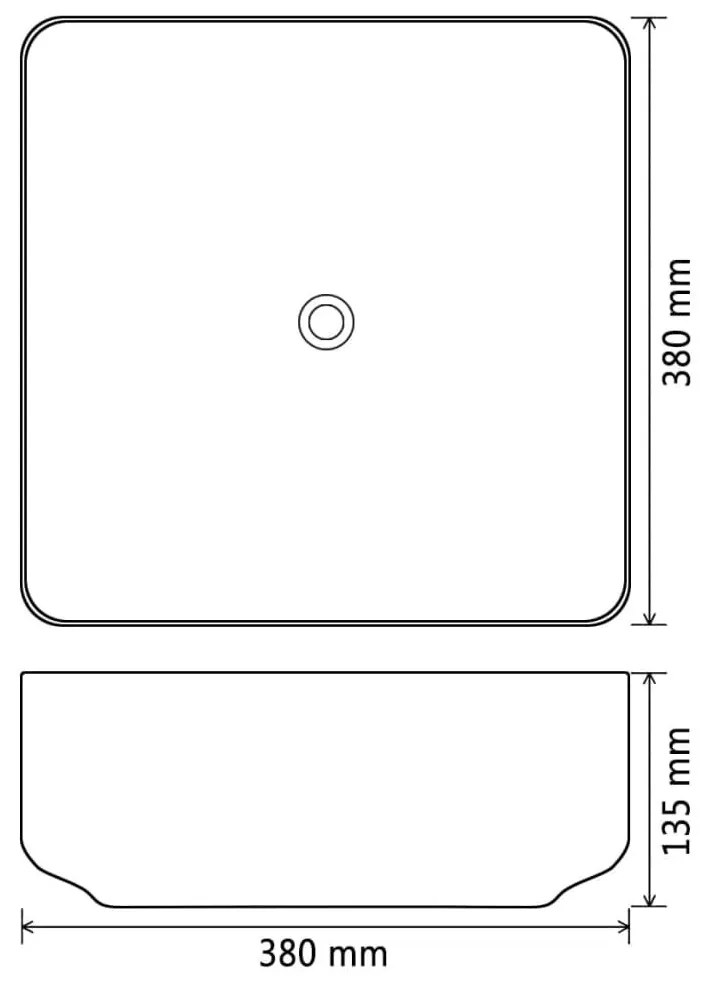 Νιπτήρας Τετράγωνος Λευκός 39x39x13,5 εκ. Κεραμικός - Λευκό