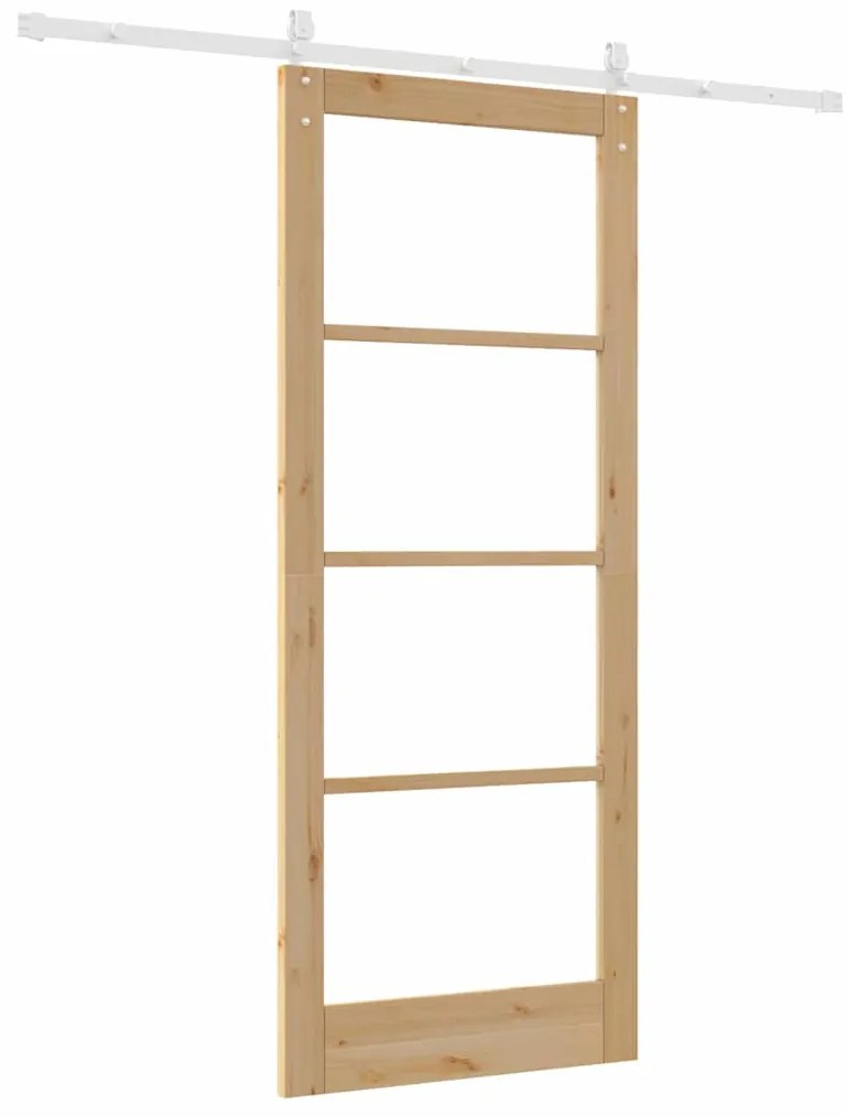vidaXL Ολισθητή Πόρτα Χειροκίνητος Καφέ 86 x 211 cm Ξύλο και μέταλλο