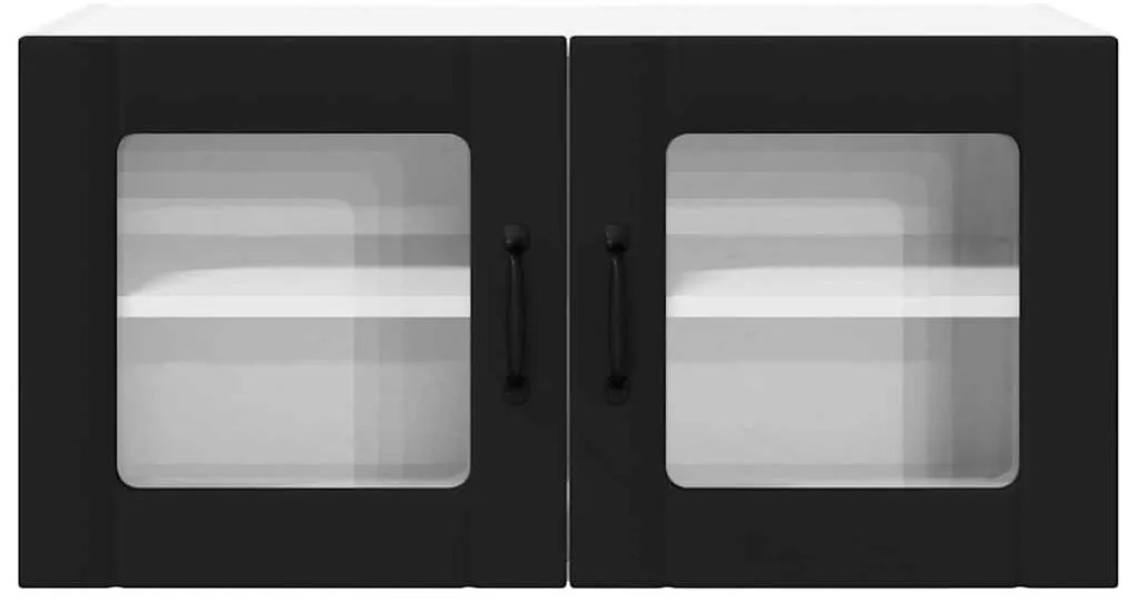 vidaXL Κρεμαστό ντουλάπι κουζίνας με ράφι Μαύρο 80 x 31 x 40 εκ