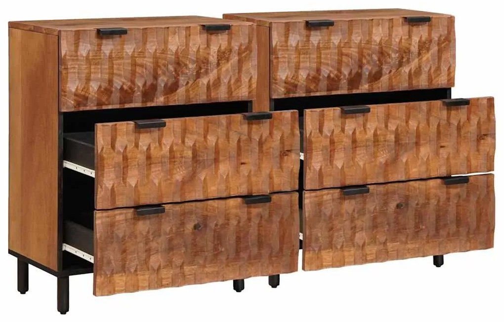 vidaXL Πλαϊνό γραφείο 2 pcs Καφέ Φινίρισμα Ακακίας 60 x 33 x 75 cm