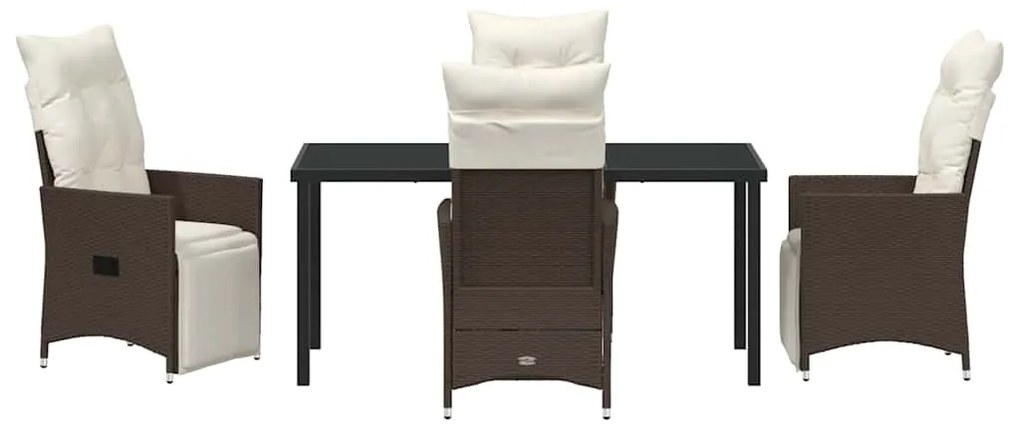 vidaXL Σέτ φαγητού για κήπο με μαξιλάρι 5 pcs Καφέ συνθετικό ρατάν