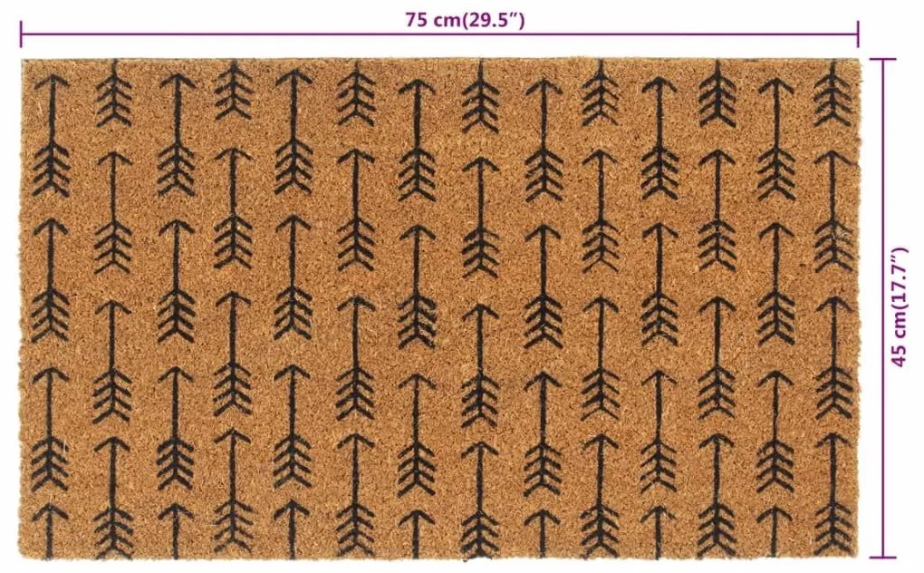 Πατάκι Εισόδου Φυσικό 45 x 75 εκ. Θυσανωτός Κοκοφοίνικας - Καφέ