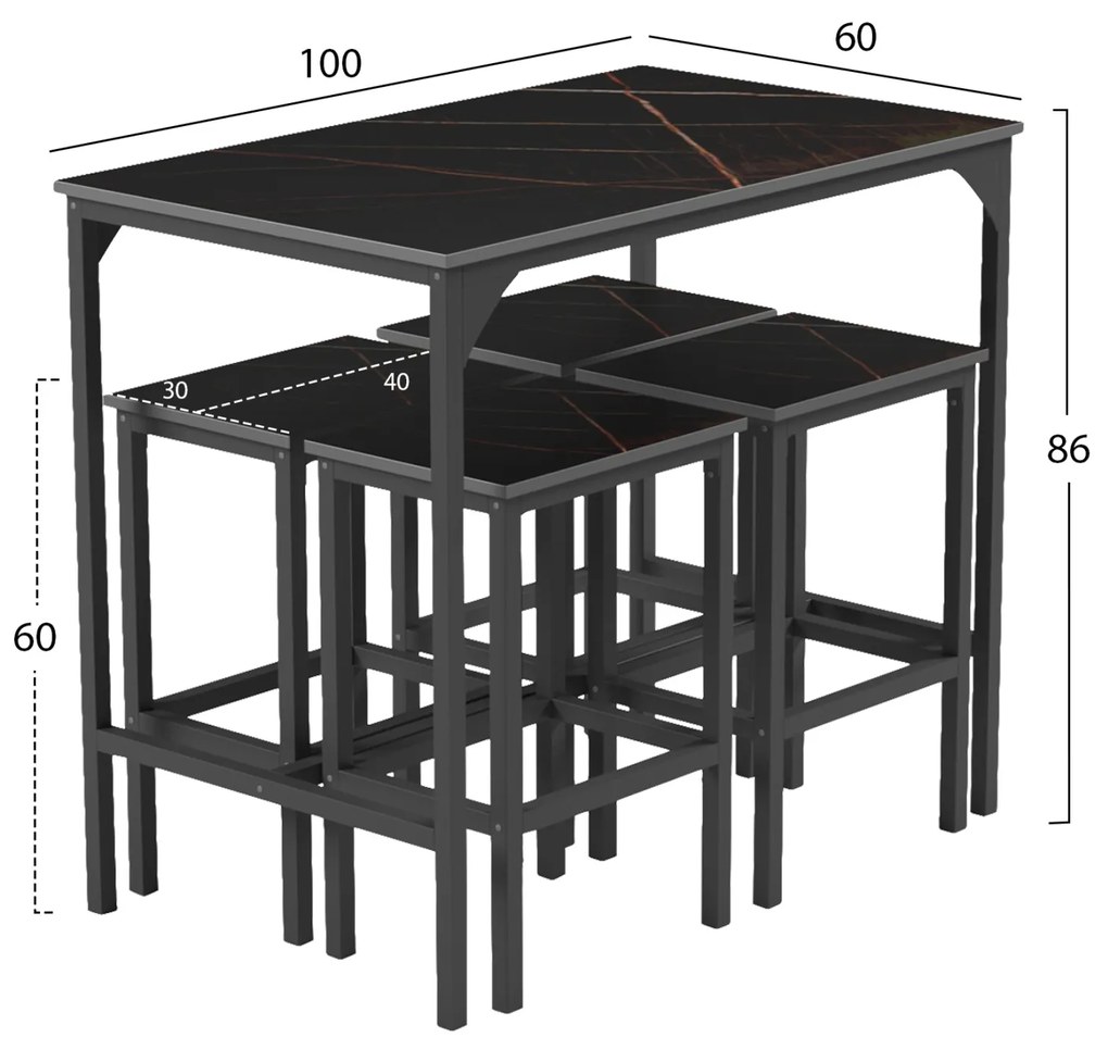 ΣΕΤ ΤΡΑΠΕΖΑΡΙΑ ΜΠΑΡ 5ΤΜΧ BOXY HM9882.13 ΜΑΥΡΟ ΜΕΤΑΛΛΟ-ΜΕΛΑΜΙΝΗ ΜΑΥΡΟ ΜΑΡΜΑΡΟ (1 Τεμμάχια)