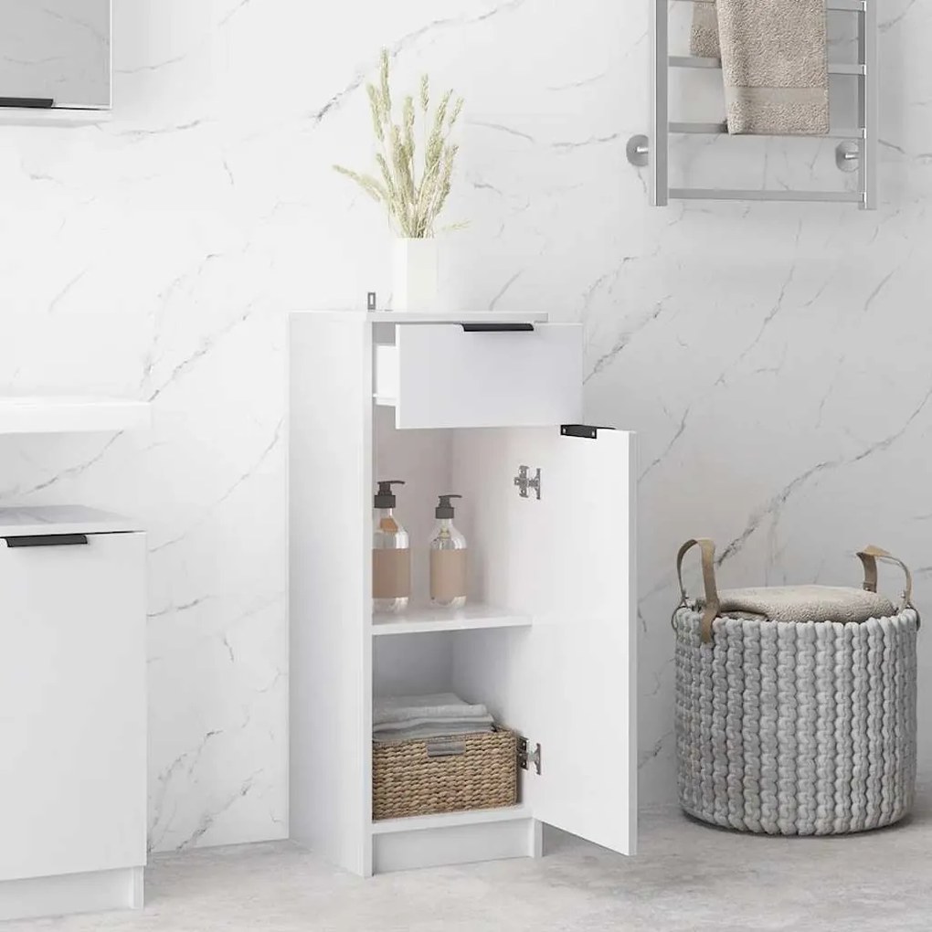 vidaXL Ντουλάπι Μπάνιου Γυαλιστερό Λευκό 32x33,5x90 εκ. Επεξεργ. Ξύλο
