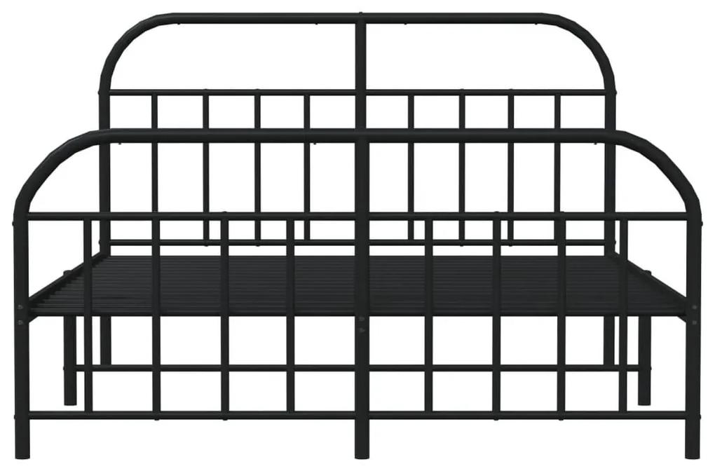 Πλαίσιο Κρεβατιού με Κεφαλάρι&amp;Ποδαρικό Μαύρο 180x200εκ. Μέταλλο - Μαύρο
