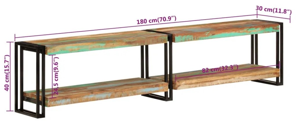 Έπιπλο Τηλεόρασης 180 x 30 x 40 εκ. από Μασίφ Ανακυκλωμένο Ξύλο - Καφέ