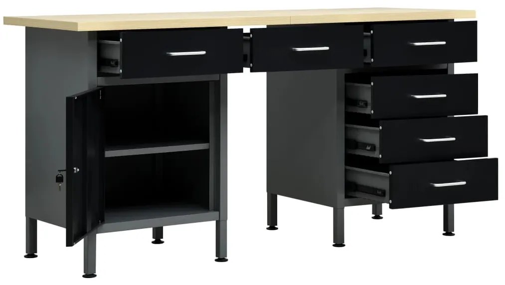 vidaXL Πάγκος Εργασίας Μαύρος 160 x 60 x 85 εκ. Ατσάλινος