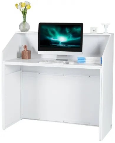 VEVOR Reception Desk Rectangular Front Counter Table 46.46 in White Office Table