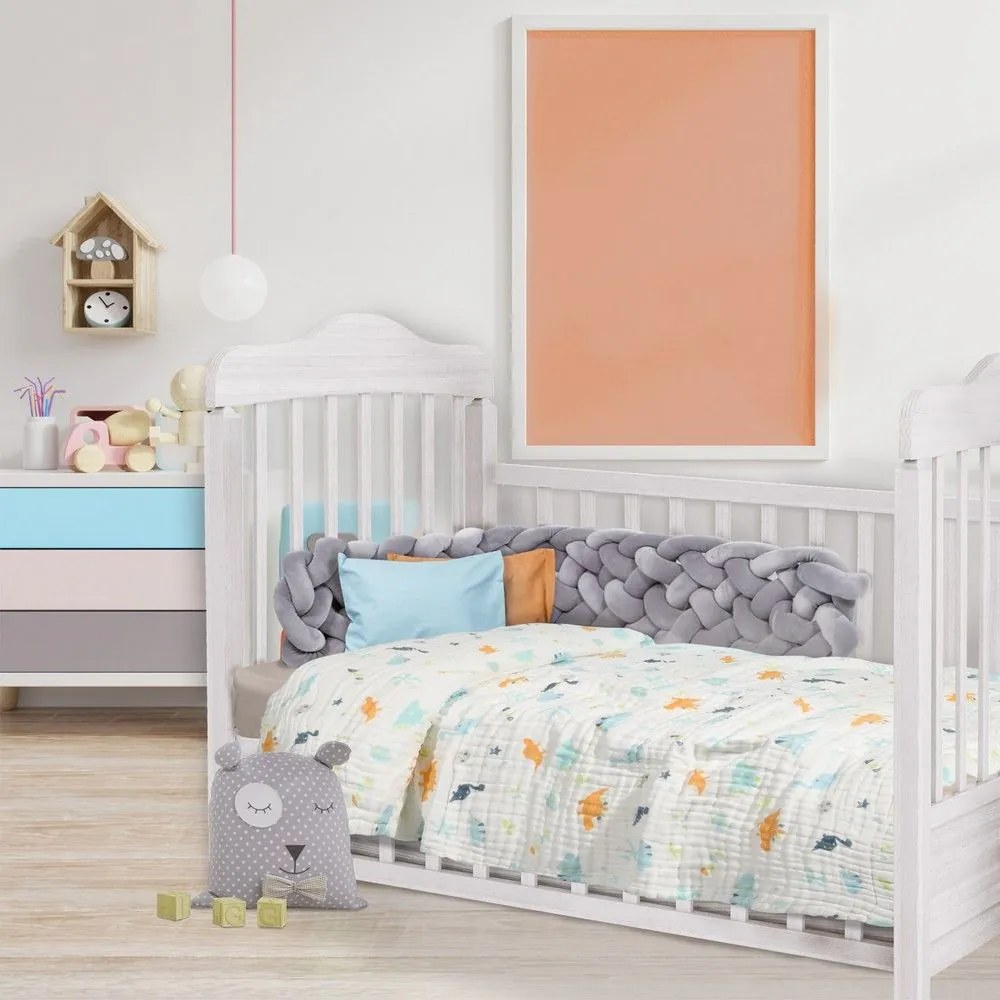 Κουβέρτα - Μουσελίνα Βρεφική 6623 White-Blue Das Home Cradle 105x150cm 100% Βαμβάκι