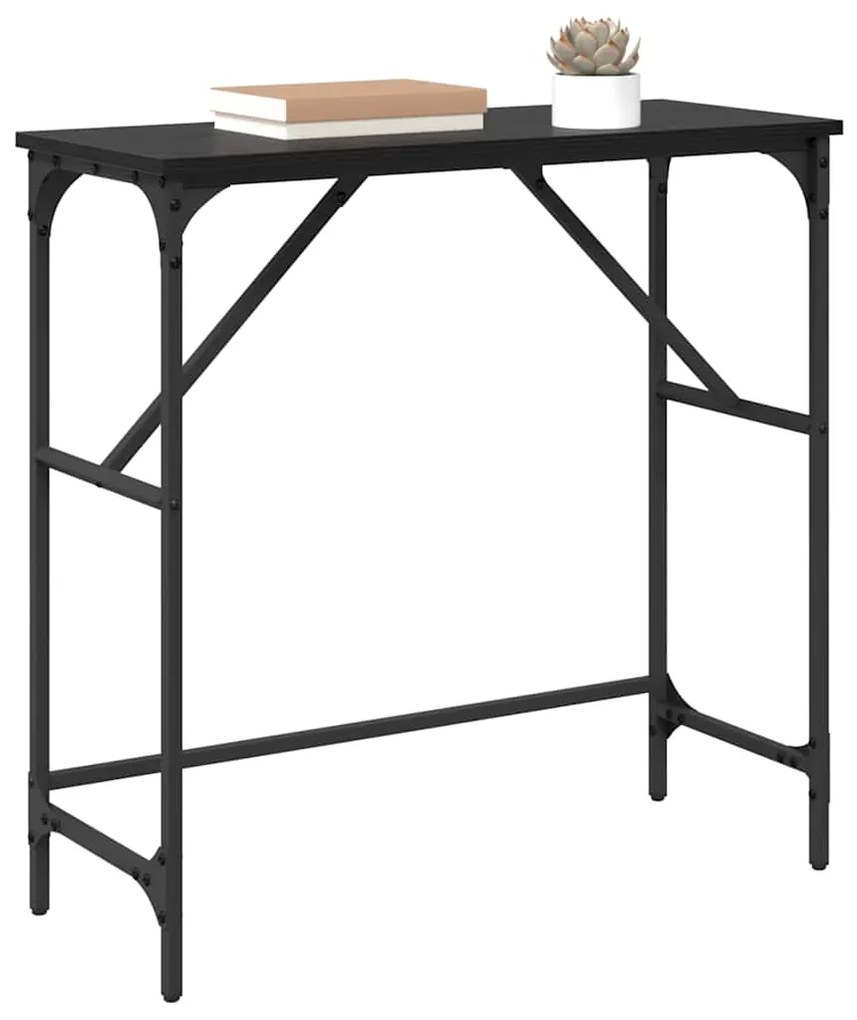 vidaXL Τραπέζι κονσόλας Μαύρη Οξυά 75 x 32 x 75 εκ. Επεξεργασμένο ξύλο