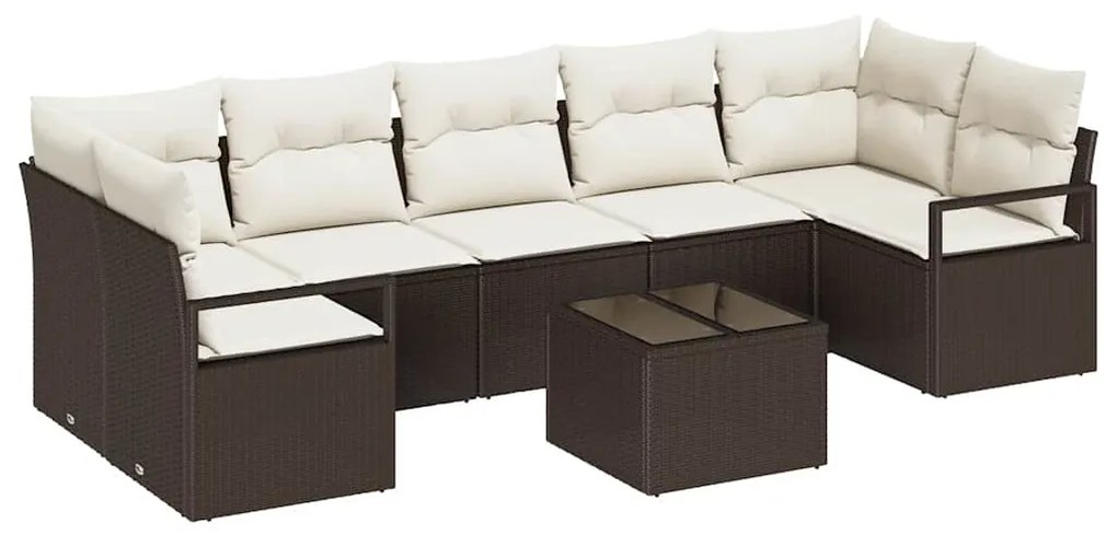 vidaXL Σετ Καναπέ Κήπου 8 pcs Καφέ, Κρέμα 55 x 55 x 37 εκ