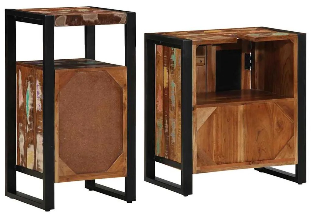 vidaXL Σετ Επίπλων Μπάνιου με συρτάρι 2 pcs Στερεό Ανακτηθέν Ξύλο