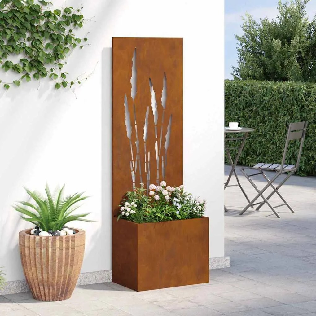 vidaXL Γλάστρα Κήπου με Διακοσμητική Πάνελ Σκ rusty 50 x 140 cm
