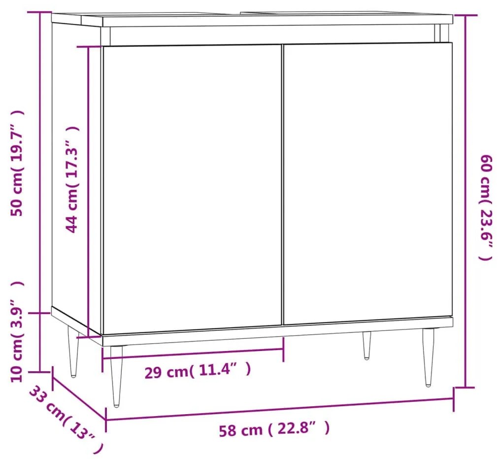 Ντουλάπι Μπάνιου Γκρι Σκυροδεμ. 58 x 33 x 60 εκ. Επεξεργ. Ξύλο - Γκρι