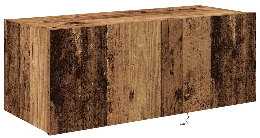 vidaXL Ντουλάπι τοίχου TV με φώτα LED παλιού ξύλου 80x35x31 εκ.