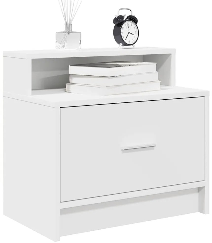 vidaXL Κομοδίνα με συρτάρι 2 τεμάχια Λευκό 51x31x47 cm