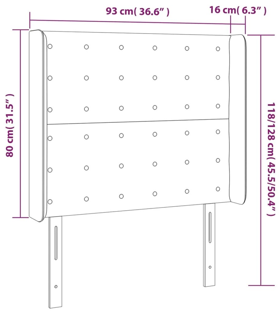 vidaXL Κεφαλάρι Κρεβατιού LED Taupe 93x16x118/128εκ. Υφασμάτινο