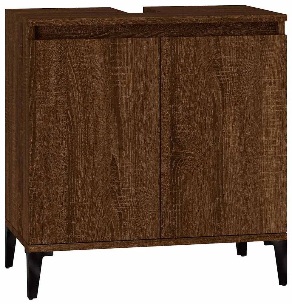 vidaXL Ντουλάπι Νιπτήρα Καφέ Δρυς 58x33x60 εκ. Επεξεργασμένο Ξύλο
